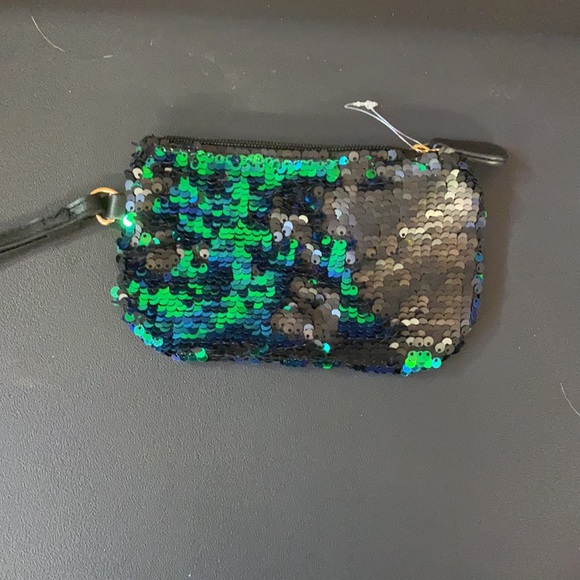 Green and black mini hand bag. Sequin flippable - Picture 3 of 3